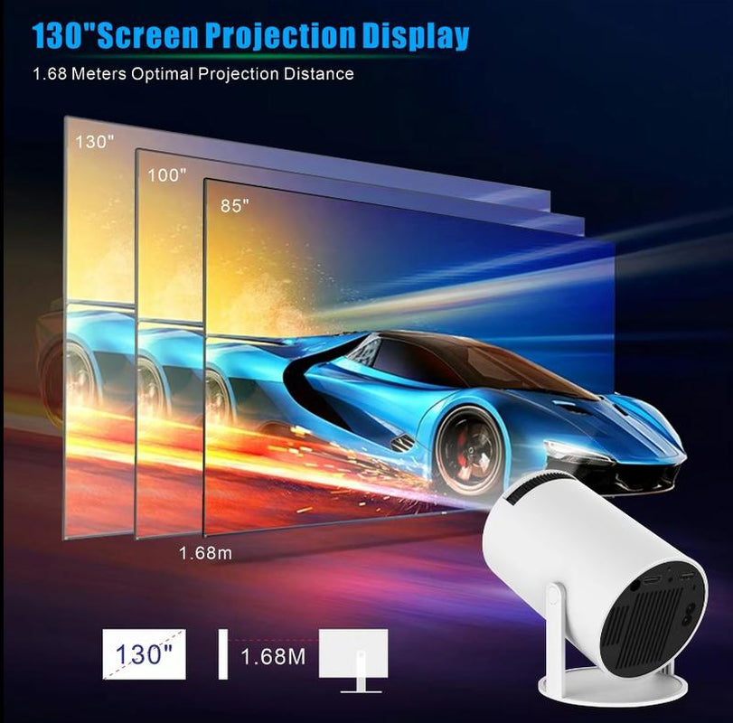 HAOYE HY300 PRO Mini Projector – Portable 4K 1080P, WIFI6 & Bluetooth 5.2, Android 11, 180° Rotation, Auto Keystone, 35"-130" Big Screen. Perfect Father’S Day Gift!