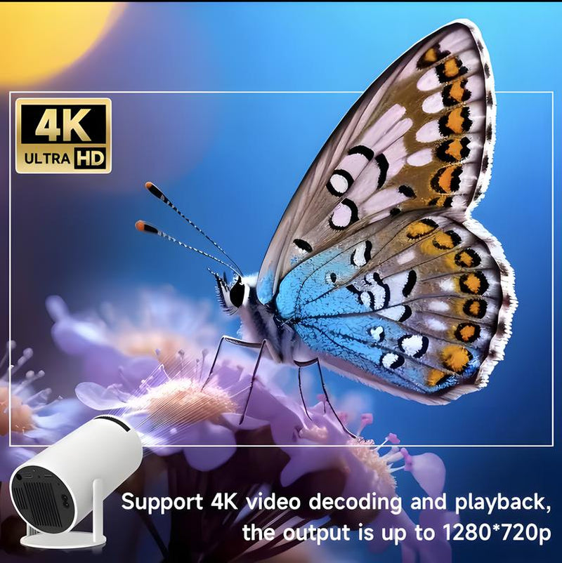 HAOYE HY300 PRO Mini Projector – Portable 4K 1080P, WIFI6 & Bluetooth 5.2, Android 11, 180° Rotation, Auto Keystone, 35"-130" Big Screen. Perfect Father’S Day Gift!